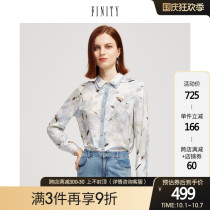FINITY2021 autumn new fashion slim chiffon shirt women vintage print shirt