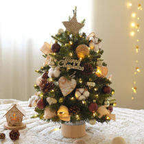 Christmas tree home luminous decoration snow Mini small Christmas table decorations wreath diy tree ins ornaments