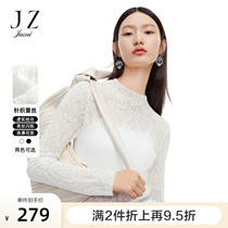 JZ Jiuzi Pure Color Light Sensation Lace Knit Cardigan 2022 Spring New Woman Simple Elegant Long Sleeves Hitch Undershirt