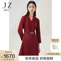 JZ Jiuzi Mall same commuter dress womens 2022 autumn new red elegant skirt JWBQ51007