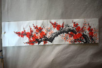 Meiqi Painting Academy 4 feet off 14*0 35 meters pure hand-painted traditional Chinese painting calligraphy and painting red plum