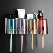 Toothbrush shelf Hole-free toilet wall-mounted storage box Mouthwash cup Brushing cup Wall-mounted tooth cylinder set
