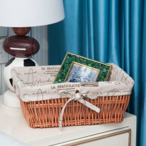  Rattan storage basket Wicker fruit basket Kitchen desktop cosmetics sundries storage basket Fabric woven basket storage box