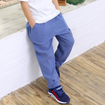 Boy Clothes Summer Long Pants Slim Fit Girl Anti-mosquito Sports Pants Linen Cotton Children Gattening Up Pp Casual Pants
