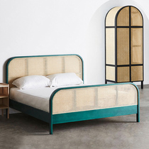 Rattan Rattan Art Bed Solid Wood Bed Hotel Apartment Homestay Furniture Southeast Asia Rattan Bed Rattan Bed 1 8 m Double Bed