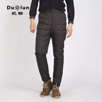 Aged down pants in winter pants for men wearing thickened high waist and sweatpants anti-cold pants warm pants cotton pants liner