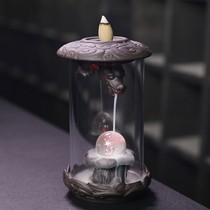 Cross - border new purple - sar dragon reverse fragrance furnace creative LED lights wind - proof dragon back - flowing fragrance furnace home furnace original