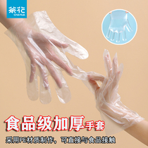 Camellia food disposable pe gloves thickened beauty shampoo transparent plastic film catering kitchen hygiene household