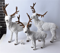 Christmas window decoration decoration gray cloth deer white cotton thread deer Diamond deer flocking old father-in-law single group