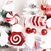 Christmas decorations stage bar wedding props decorations 32cm red and white painted Christmas candy pendants