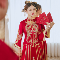 High-end heavy industry Xiuhe dress bride 2021 new wedding dragon and phoenix coat Chinese wedding dress Feng Guanxia new cabinet dress