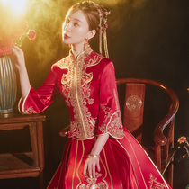 Xiuhe clothing 2021 new summer bride Chinese wedding dress Dragon and phoenix coat ancient costume bridal dress cabinet dress wedding dress