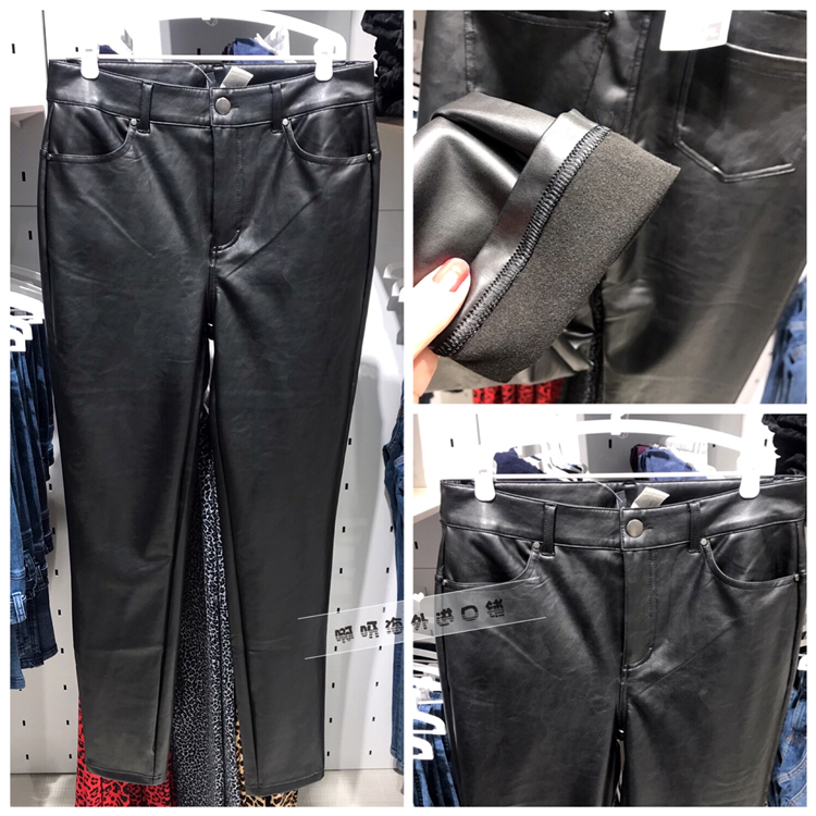 (Stock L code) Calzedonia pull-up leather pants PU leather warm leggings can be worn out to slim down