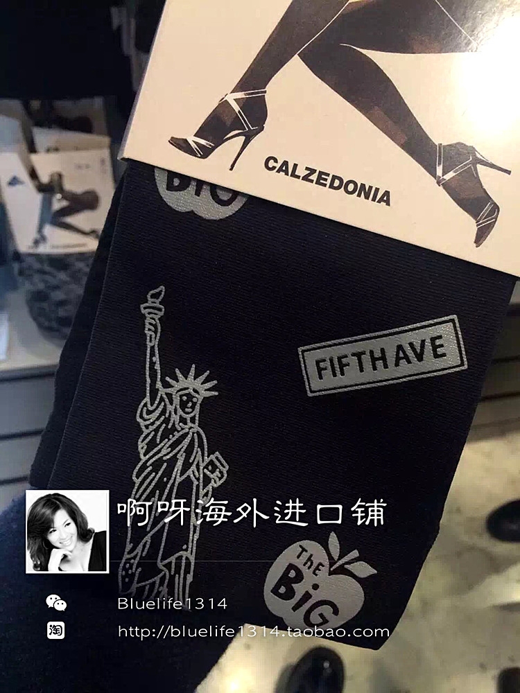 (In stock) Calzedonia Statue of Liberty black meat-free personality pantyhose