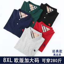 Business polo shirt men plus fat large long sleeve base shirt loose 6xl T-shirt fat man European and American version