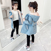 Girls autumn coat 2021 new foreign-style children in children 10 spring and autumn 12-year-old girl childrens windbreaker