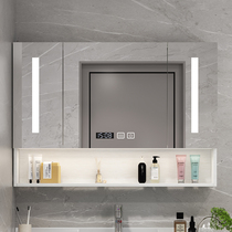 Solid wood bathroom mirror cabinet Wall-mounted smart mirror Bathroom anti-fog mirror box Simple integrated storage mirror cabinet
