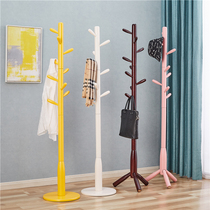 Simple solid wood coat rack floor single pole modern hanger bedroom living room household hanging clothes bag shelf