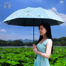 Paradise Umbrella Umbrella Black Glue Sunscreen Anti UV shading umbrella Women Trifold portable dual-use little fresh and sunny Umbrella