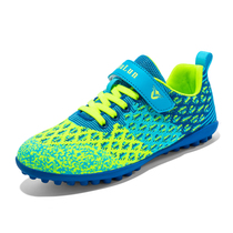 Joint section Youth Breathable Flying Weaver Child Magic Sticker Male And Female Student Artificial Grass Training Football Shoes