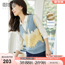 Xi World Graffiti Collision Color Shirt Splicing Horse Clip Fake Two-piece Jersey Blouse Blouse Blouse Women 2022 Chundress New