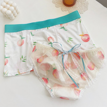 Peach flavor couple underwear building grate sweet summer ice silk set summer sexy silky men and women