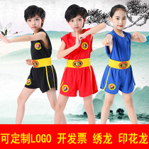 Wushu Sanda Clothing Childrens Summer Fighting Boxing Training Suit Set Free Fighting Muay Thai Vest Shorts