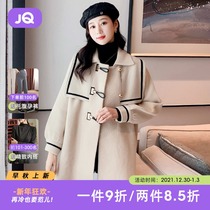 Jingqi pregnant womens clothing 2021 autumn and winter New coat fashion Korean version of net red winter dress lapel size outside wear late pregnancy