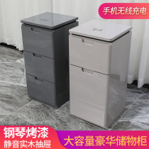With wireless barbershop tool cabinet hairdressing cart single and double-sided solid wood cabinet hair salon special tool table storage