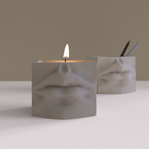 Square sexy lip candle Cup cement breathable flowerpot mold concrete aromatherapy plaster pen holder silicone mold