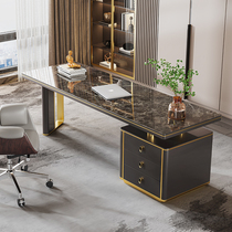 Italian light luxury Rock board desk Net red desk post modern simple desk and chair combination home bright computer desk