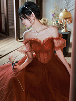 Cardamom Young Girl) Toast Bride 2022 New Temperament Brief Back Door Gown Dress Superior Light Extravagant