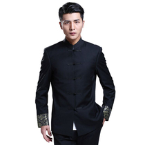 Li collar Tang suit suit mens retro slim youth Chinese style buckle wedding dress autumn suit