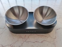 Small PePETKIT Adjustable Stainless Steel Double Bowl Flat Face Gaffe Cat Inclined Cat Bowl Cat Food Basin Meal Basin