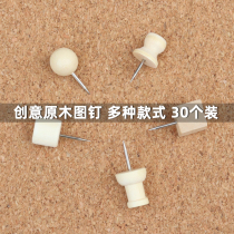 Wooden pushpins INS cork board creative notice board with nails photo wall I-shaped nails Tapes 30