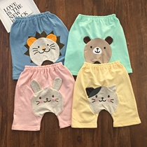 80-110 yard summer pure cotton large PP pants male and female baby semi-pants external wearing Japanese deep crotch cartoon shorts