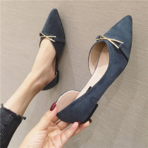 2021 spring and summer new net red Joker Pointed shallow mouth side empty boat shoes women flat sole shoes female fairy wind evening shoes