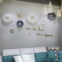 ins Wind light luxury feather flower wall decoration Net red bedside living room pendant background wall hanging wall decoration wall wall hanging