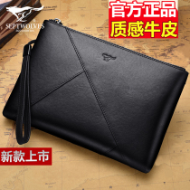 Seven Wolves Handbags Men Genuine Leather Head Layer Bull Leather Hand Grab Bag 2022 new mens armpit bag Hand carrying bag