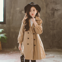 Girls windbreaker Childrens Middle Length 2021 Girls Spring and Autumn Clothes Korean Childrens Coats