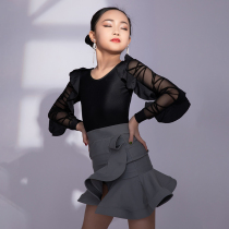 GTY 2022 Summer New Latin Dance Dress Girl Black Professional Costume Suite Suite