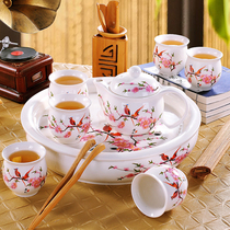 Lowe tea set Household modern living room simple Chinese tea set Ceramic set Kung Fu tea pot Teacup tea tray