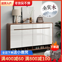 All solid wood shoe cabinet home door entrance hall cabinet New Chinese style porch cabinet integrated large capacity balcony locker