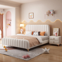 Children's bed girl pink princess bed modern simple light luxury youth 1 35m neat solid wood girl leather bed