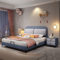 Childrens bed boy all solid wood modern simple light luxury Youth 1 2m 1 5 technology cloth single bed blue bed