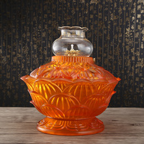 Buddhist supplies Large liquid ghee lamp holder can be ordered for 30 days a month for Buddha Glass lotus lamp Oil lamp for Buddha