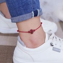 12 Zodiac is the year of the cow cinnabar chain female summer red rope bracelet silver 2021 new adjustable fashion woven foot rope