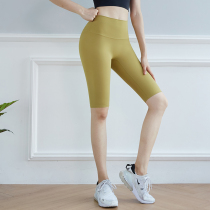Five-point fitness pants womens high waist hip-raising elastic breathable tight training outdoor running summer thin yoga pants