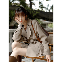 Mystery show trench coat women 2021 autumn new small fashion loose English style long coat spring and autumn