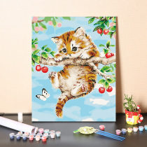 Painting diy filled oil color painting hand-painted hanging painting hand-painted animal Kitty Nordic coloring digital oil painting